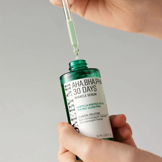 SOMEBYMI's AHA BHA PHA 30 Days Miracle Serum with a dropper application for easy and precise use.