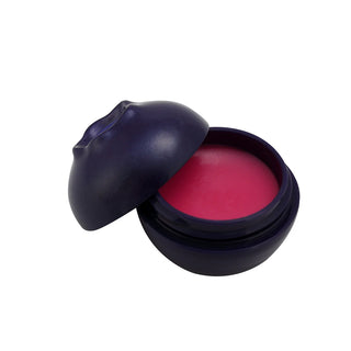 TONYMOLY's Mini Blueberry Lip Balm is shown with the lid off, revealing a soft pink balm inside.