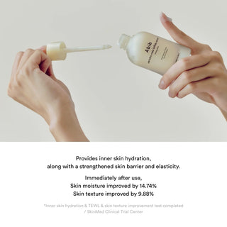 Abib's Jericho Rose Bifida Serum Firming Drop provides inner skin hydration, along with a strengthened skin barrier and elasticity. Immediately after use, skin moisture improved by 14.74% and skin texture improved by 9.88%. Inner skin hydration, TEWL, and skin texture improvement test were completed by SkinMed Clinical Trial Center.