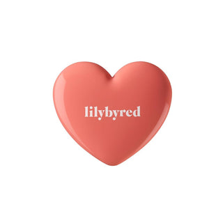 lilybyred's Luv Beam Cheek in 03 Mood Rose, with heart-shaped packaging in rose.