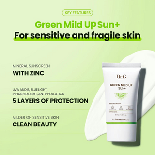Dr. G Green Mild Up Sun+ SPF50+ PA++++ product key features