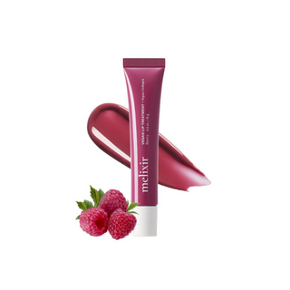 Melixir Lip treatment balm tube with raspberries on a white background to indicate color: berry