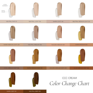 CLE CCC Cream product attributes shade swatch chart