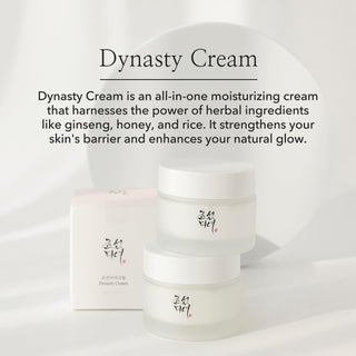 Beauty of Joseon's Dynasty Cream is an all-in-one moisturizing cream that harnesses the power of herbal ingredients like ginseng, honey, and rice. It strengthens your skin's barrier and enhances your natural glow.