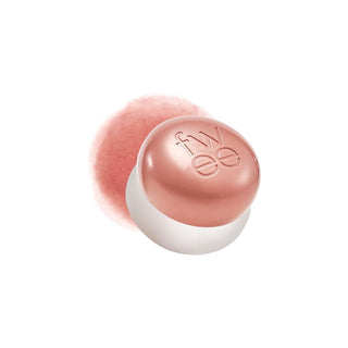 fwee’s Lip & Cheek Blurry Pudding Pot with a frosted jar and rose gold lid, showing a ND04 My color swatch beside it.