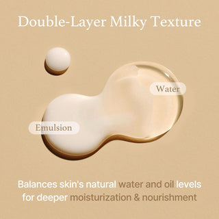 I'm from's Rice Toner features a double-layer milky texture, combining emulsion and water. It balances the skin's natural water and oil levels for deeper moisturization and nourishment.