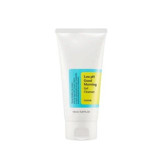 COSRX's Low pH Good Morning Gel Cleanser in a 150 ml (5.07 fl oz) tube is formulated with purifying botanical ingredients. This low pH formula works to soothe, refresh, and soften the skin without a stripping feeling.