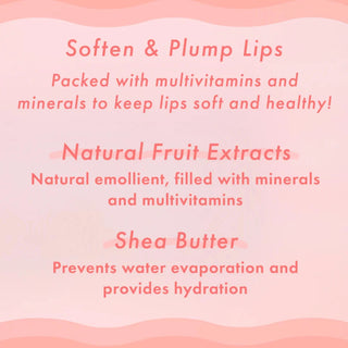 TONYMOLY's Mini Peach Lip Balm is designed to soften and plump lips, packed with multivitamins and minerals to keep them soft and healthy. It contains natural fruit extracts as a natural emollient filled with minerals and multivitamins, and shea butter to prevent water evaporation and provide hydration.