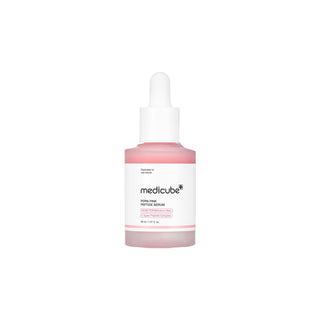 PDRN Pink Peptide Serum by Medicube's in a 30 ml dropper bottle. The serum contains rose PDRN (sodium DNA) and a 5 types peptide complex.