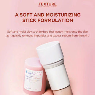 SKIN1004's Madagascar Centella Poremizing Quick Clay Stick Mask has a soft and moisturizing stick formulation. Its soft and moist clay stick texture gently melts onto the skin while quickly removing impurities and excess sebum.