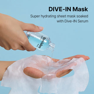 Torriden's DIVE-IN Low Molecule Hyaluronic Acid Sheet Mask is a super hydrating sheet mask soaked in Dive-In serum for enhanced moisture and nourishment.